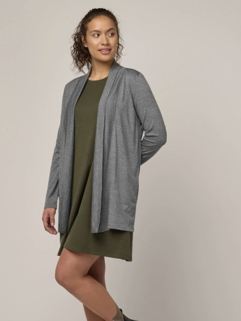 Wool& Landmark Cardigan - Gray Merino Wool